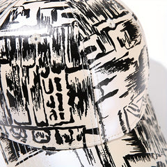 Hip Hop Graffiti Baseball Cap Tie Dye Print Beige Dad Hat Adjustable Sun Hats