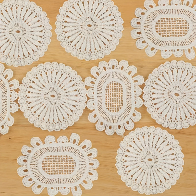 DOLLHOUSE 5 Oval Table Mat Lace Edged Round Placemat Dining Mat