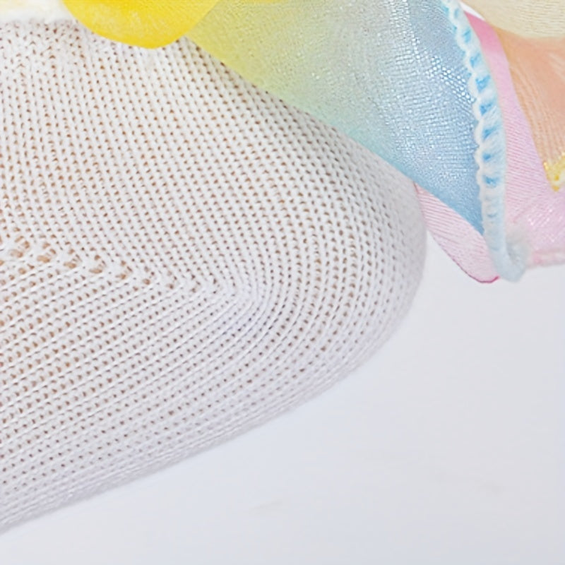 3 Pairs Baby Girls Rainbow Lace Ruffled Socks Breathable Comfy Socks