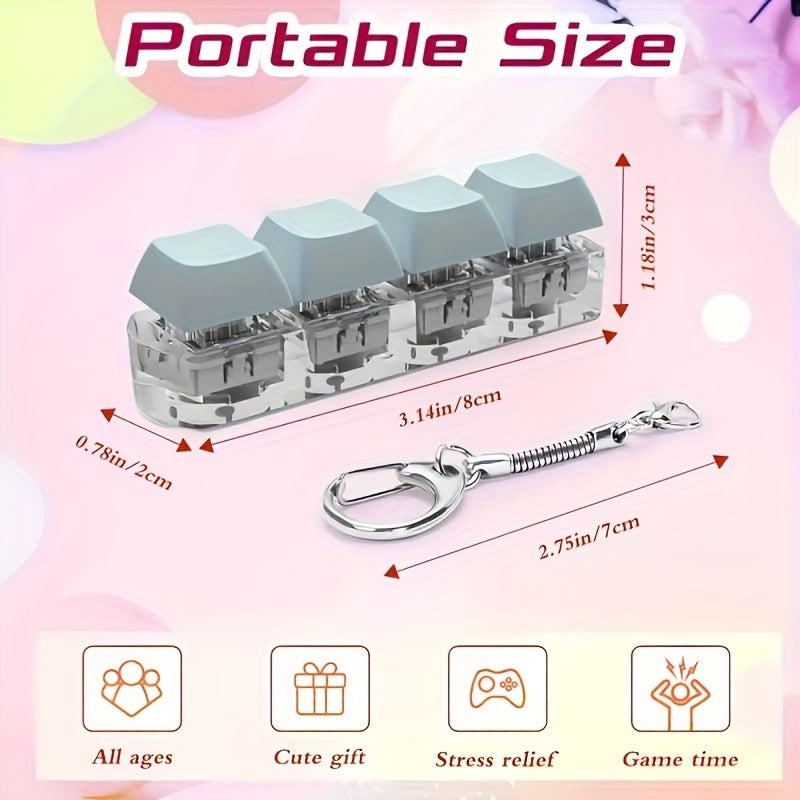 Colorful Keyboard Key Keychain with Plastic Relaxation Tool