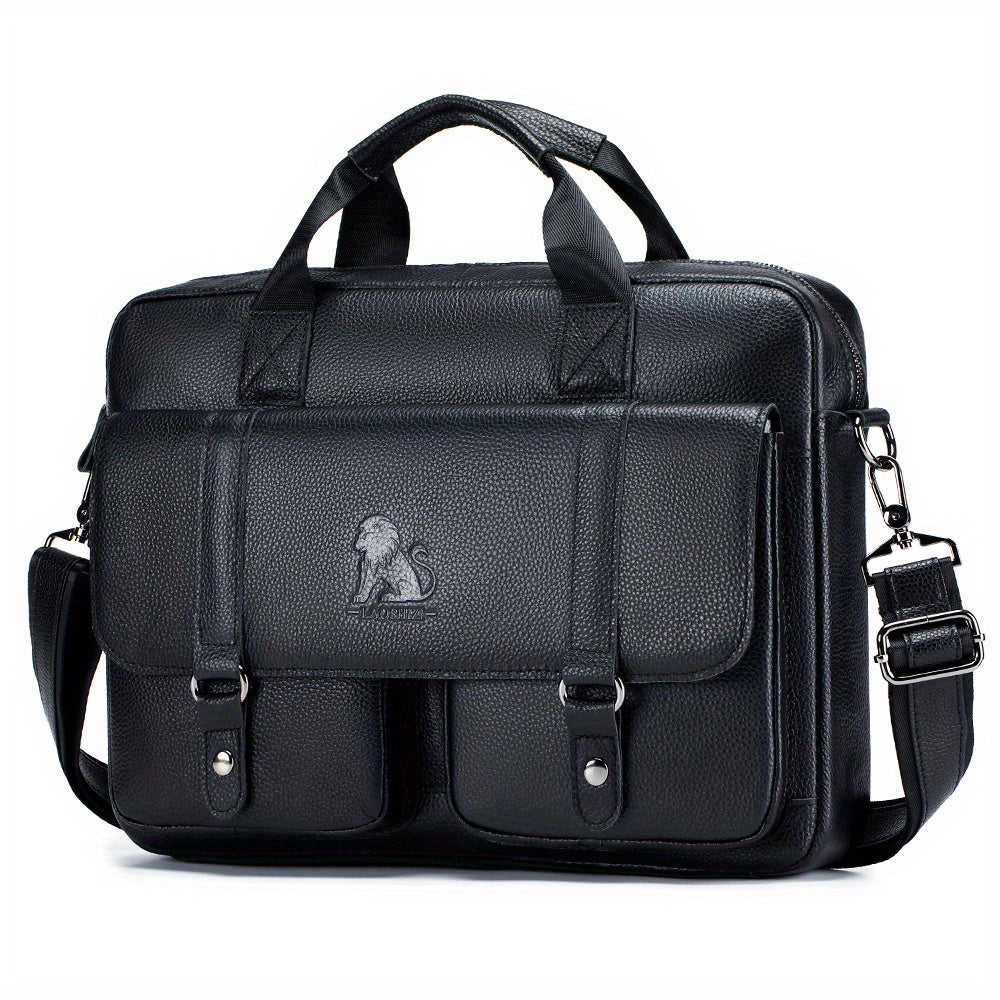 Cowhide Men's Computer Bag Business Casual Large Capacity Handbag