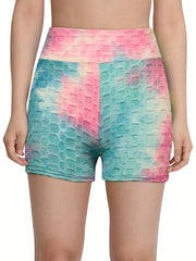 Tie Dye Honeycomb Running Shorts High Waist Yoga Activewear