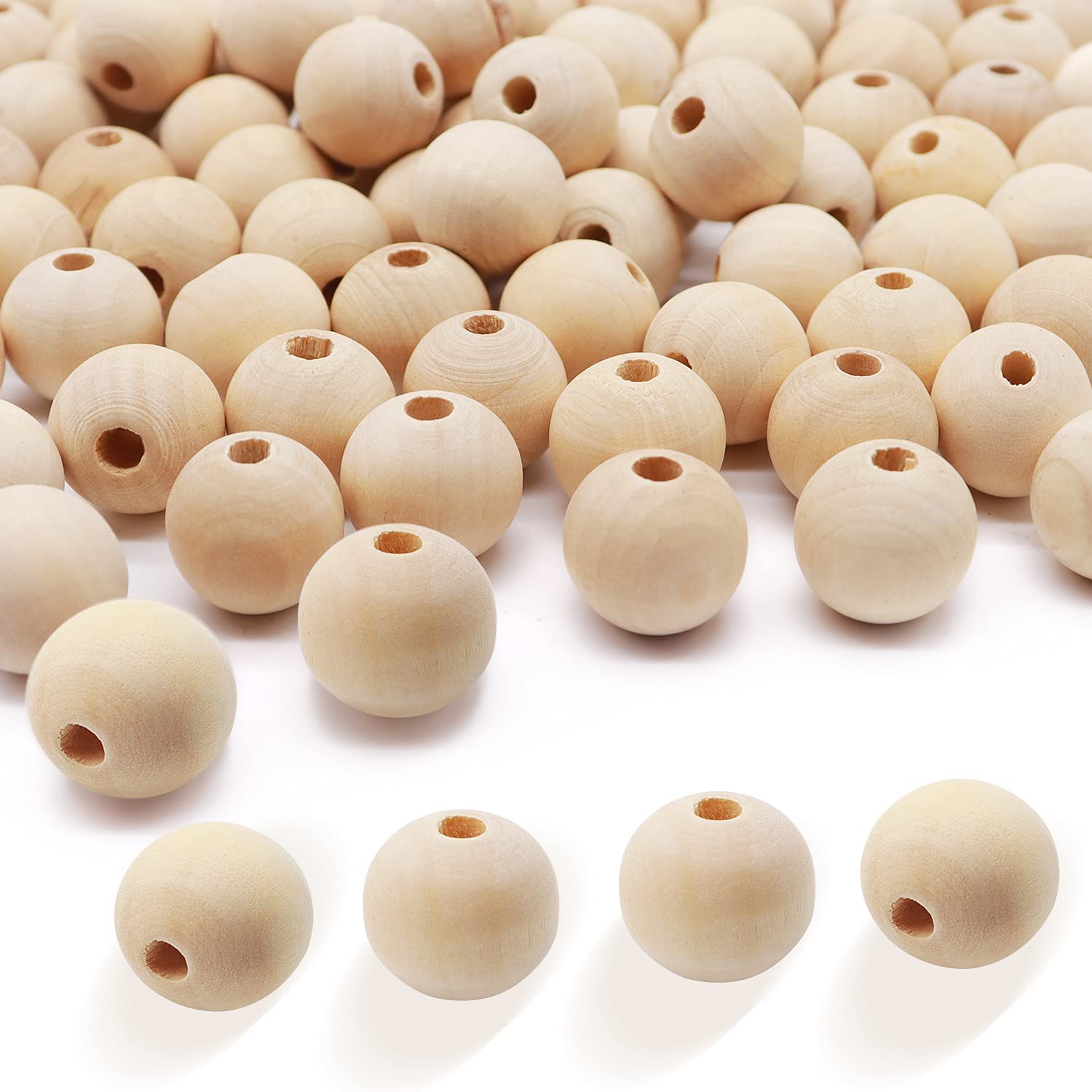 100pcs 20mm Round Wood Beads Unfinished Spacer Natural Craft DIY Art Supplies