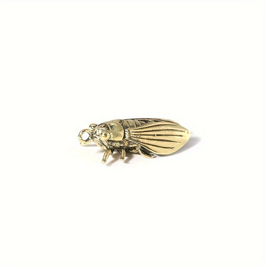 Brass Cicada Casting Statue Mini Animal Metal Figurine Keychain Ornament