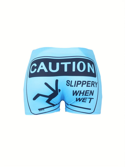 Letter & Graphic Print Yoga Shorts for Women