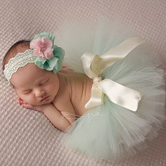 Green Newborn Baby Girl Tutu Skirt Dress Headband Photography Props