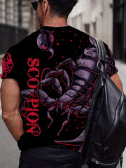Scorpion Pattern Print Men's Short Sleeve T-shirt