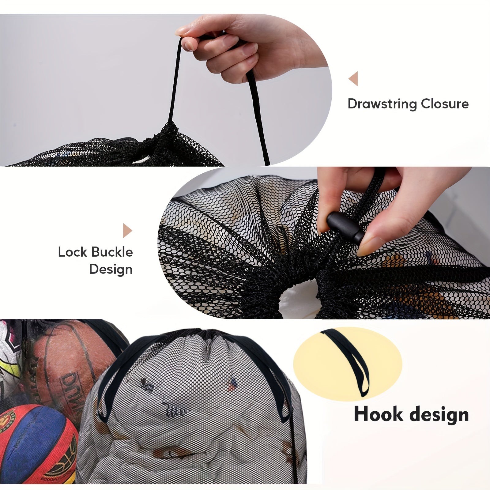 2 Large Mesh Bags 60x96x91cm for Shopping Camping Laundry Wash Bags