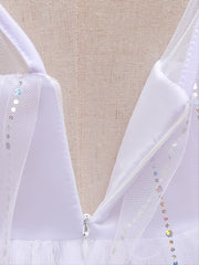 Girls Mesh Princess Dress Snowflake Print Cosplay Performance Party Costume
