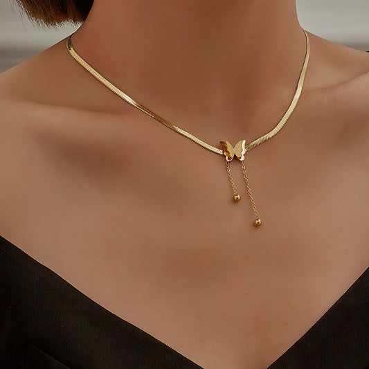 Stainless Steel Butterfly Pendant Necklace for Women Girls