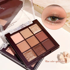 Hisyi Mocha Chocolate Eyeshadow Palette - 9 Shades Brown Nude & Golden Matte & G