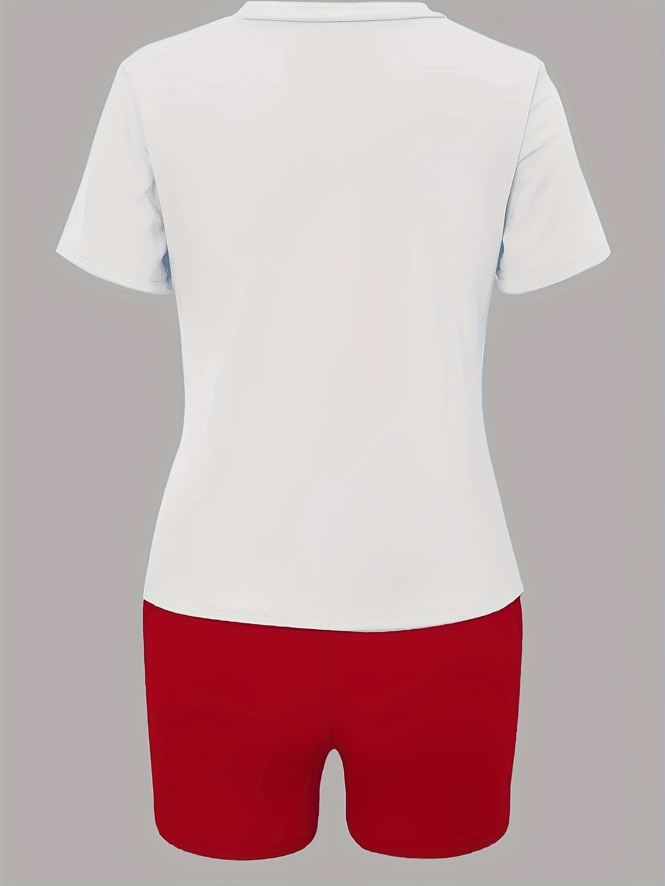 Women's Plus Red Lip Print Top & Shorts Set