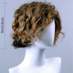 Men's Short Curly Wig Brown Blonde Gradient High Temperature Silk