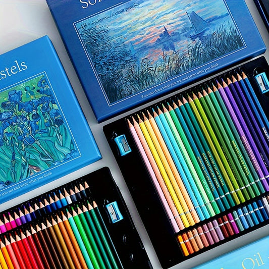 24 36 Professional Oily Colored Pencils Set Assorted Colors Box