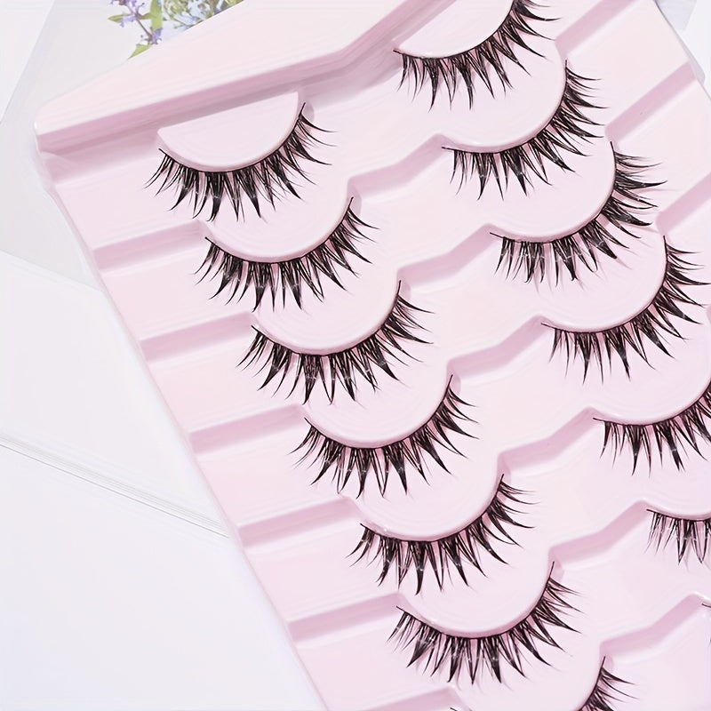 Thick Long Tip Tail False Eyelashes 7 Pairs 18mm Natural Lightweight