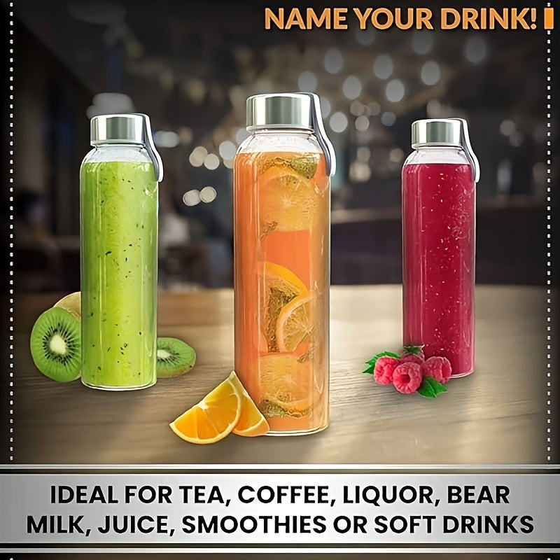 2pcs 16Oz Clear Glass Water Bottles With Rope Leakproof Glass Juice Bottle