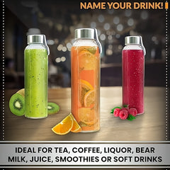 2pcs 16Oz Clear Glass Water Bottles With Rope Leakproof Glass Juice Bottle
