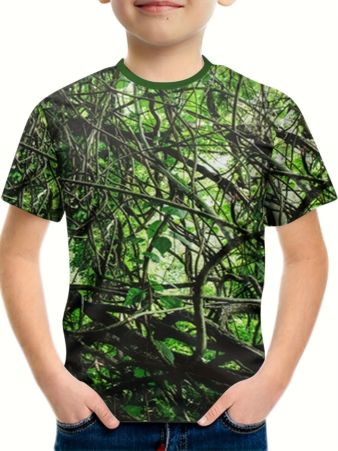Forest 3D Print Boy's T shirt Kids Casual Short Sleeve Summer Top