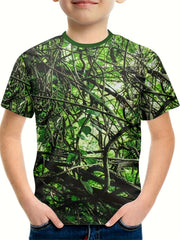 Forest 3D Print Boy's T shirt Kids Casual Short Sleeve Summer Top