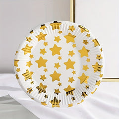 10pcs Modernist Striped Disposable Dinner Plate For Party