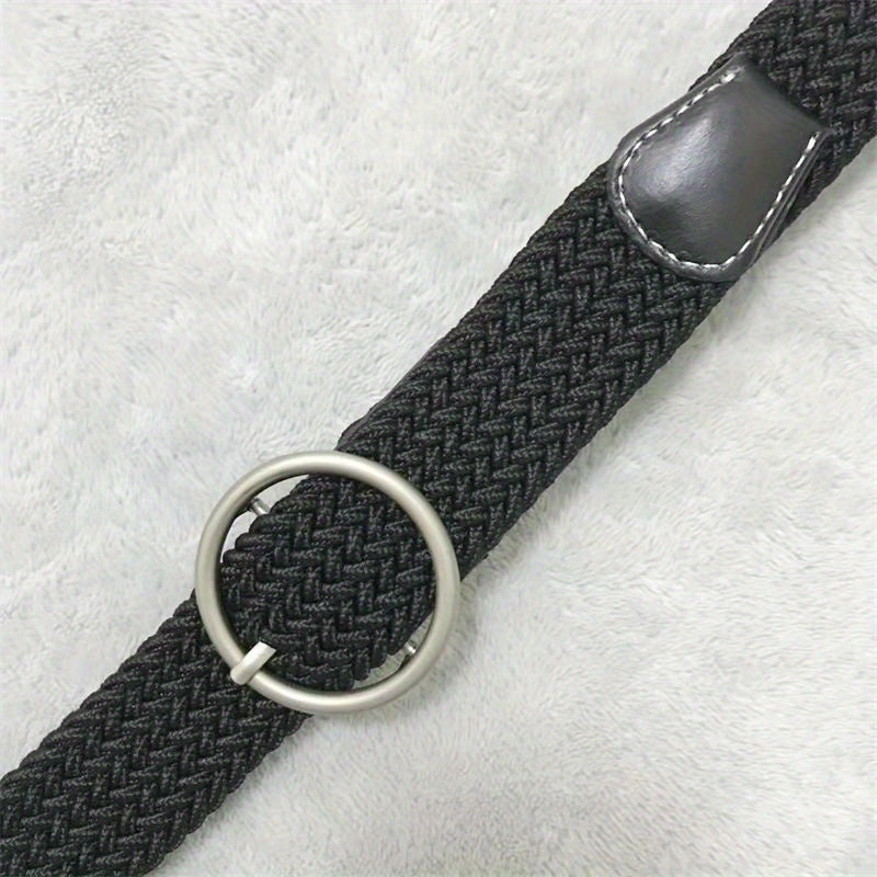 Unisex PU Leather Belt with Round Buckle for Daily Commuting