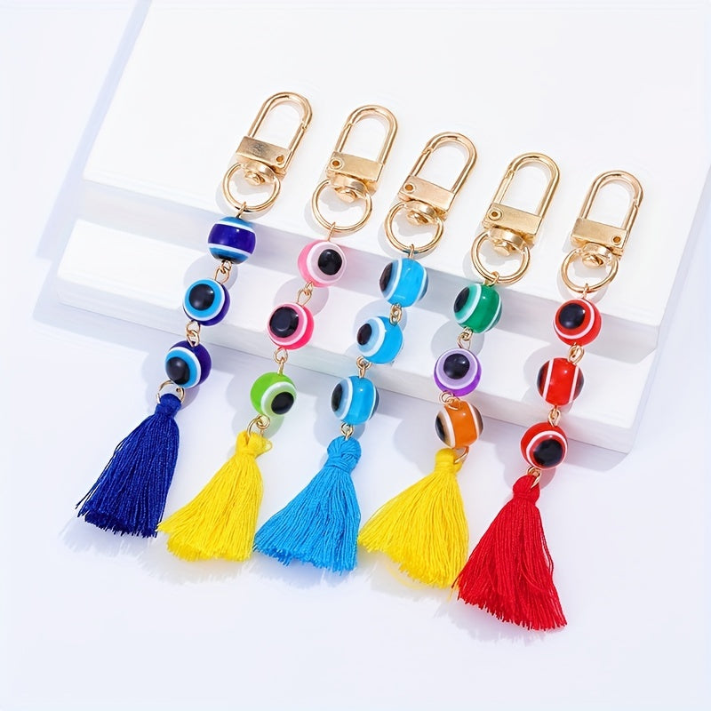 Evil Eye Keychain Amulet Good Luck Block Key Ring Purse Bag Backpack Car Accesso