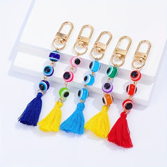 Evil Eye Keychain Amulet Good Luck Block Key Ring Purse Bag Backpack Car Accesso