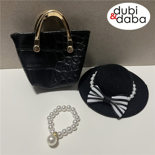 Dollhouse Accessory Set: Hat, Handbag, Necklace - Mini DIY Fashionable Decor