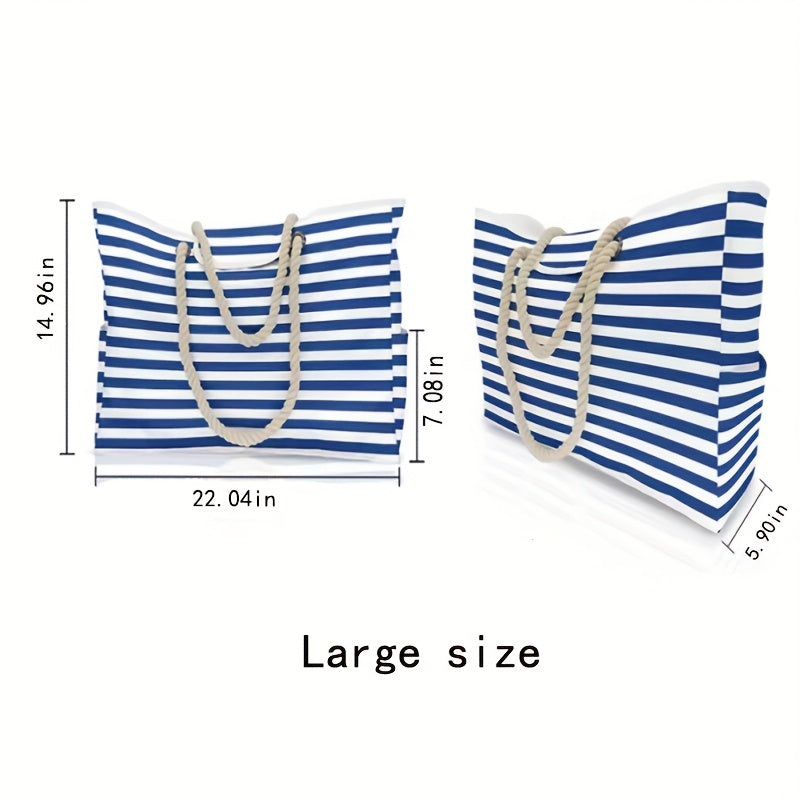 Striped Summer Beach Bag Large Capacity Shoulder Bag