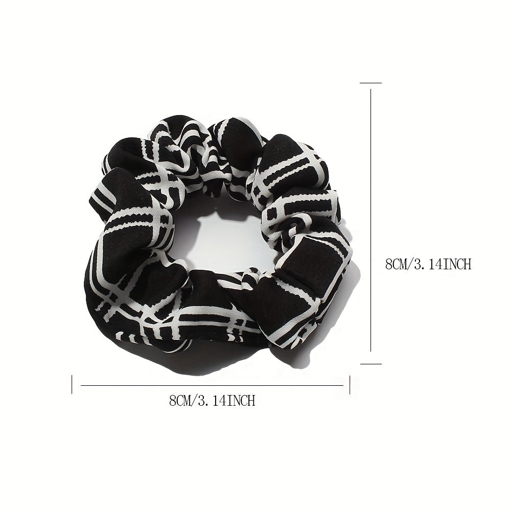 10pcs Plaid Large Scrunchie Hair Ring Female Head Rope Ponytail Holder