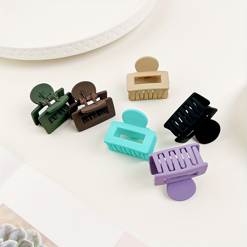 8pcs Frosted Square Hair Claw Mini Hair Clip Solid Hair Accessory
