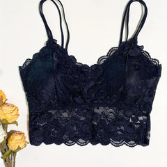 Floral Lace Wireless V Neck Cami Bra