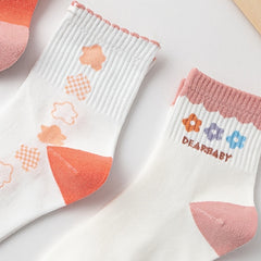 3 Pairs Floral Print Socks Comfy & Crew Socks Women's