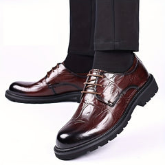 Men's Almond Toe Derby Lace-Up Office Dress Shoes