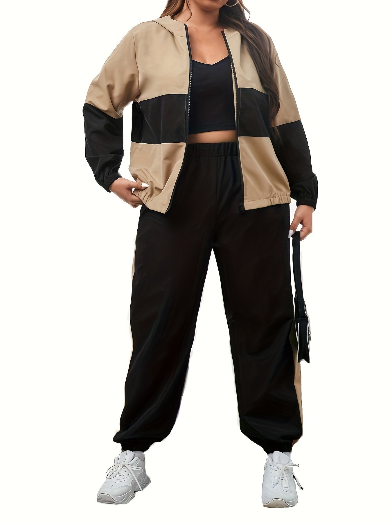  Colorblock Zip Up Hoodie & Pants Set