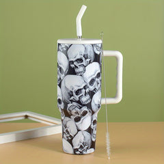 Halloween Tumbler 40oz Stainless Steel Thermal Water Bottle Horror Skull