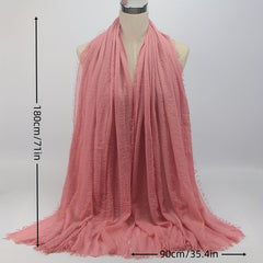 Casual Scarf Hijab Wrinkle Frayed Edge Shawl