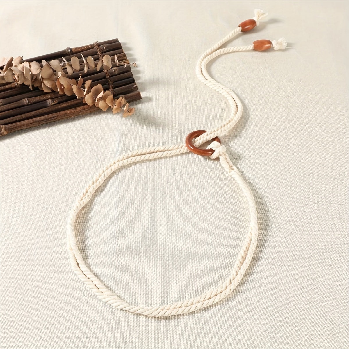 Braided Rope Belt with Tassel Sash - Vintage Style Waistband