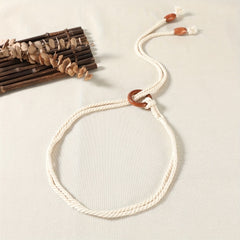 Braided Rope Belt with Tassel Sash - Vintage Style Waistband