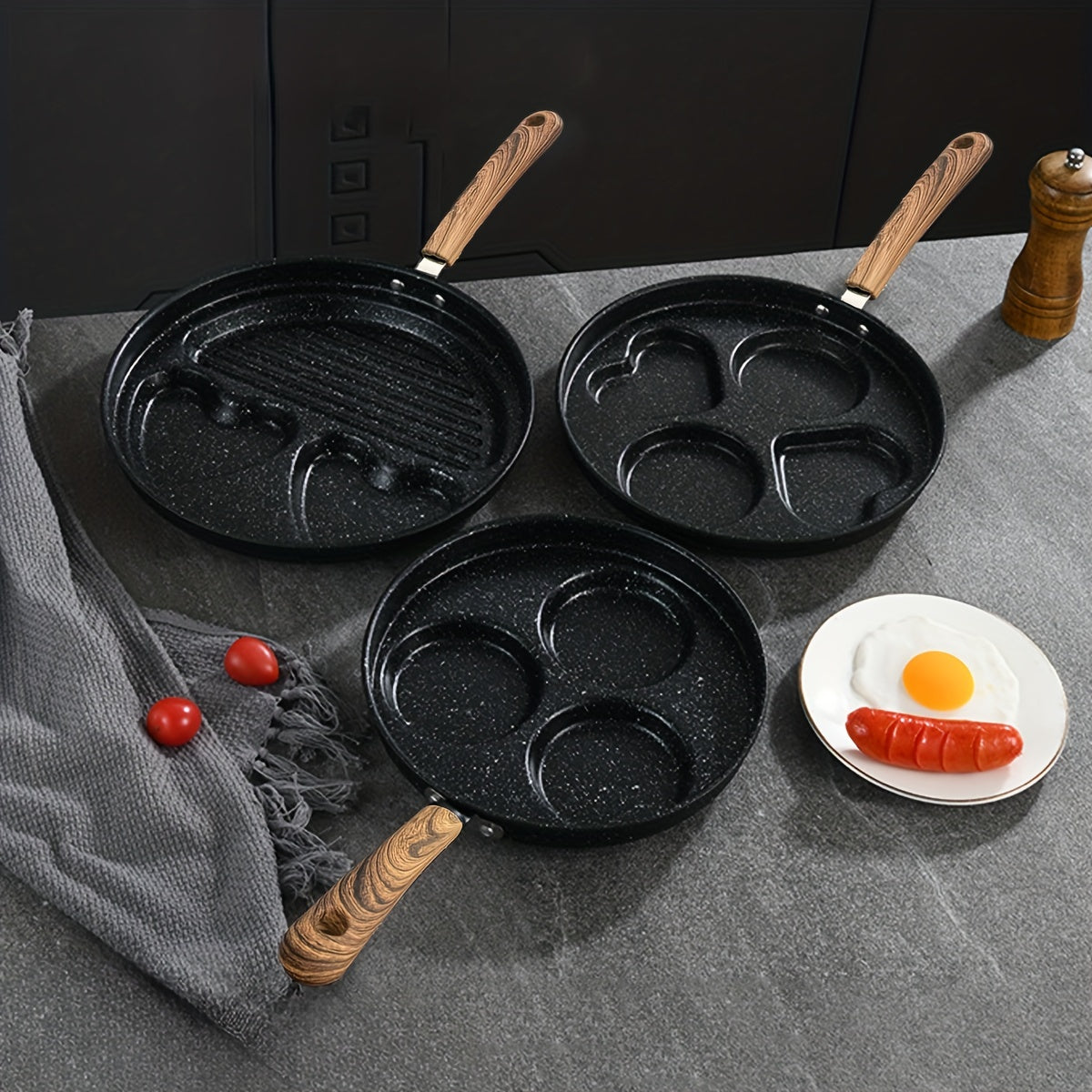 Breakfast Egg Frying Pot Pan Multifunctional Four-Hole Three-Hole Purpose