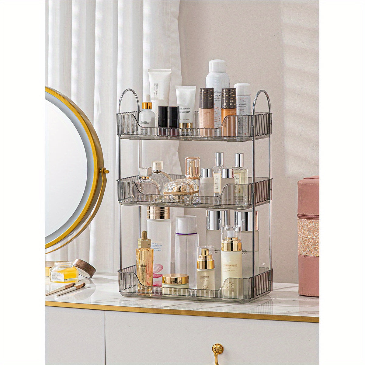 Stylish Bathroom Counter Organizer with Coffee Station Cosmetic Holder