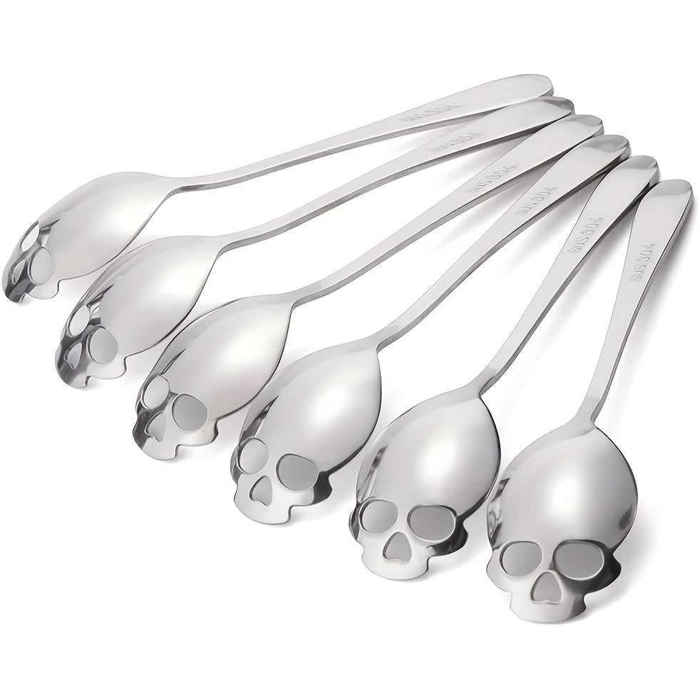 6PCS Skull Teaspoons Sus304 Sugar Spoon Cutlery Set Gothic Hallowee