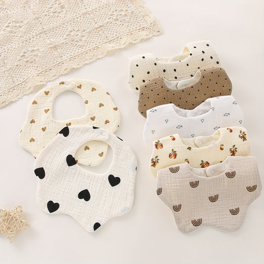 1pc Soft Adjustable 6 Layer Baby Cotton Bib For Newborn Teething