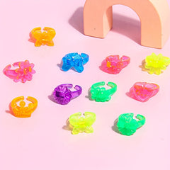 25pcs Transparent Ring Jewelry Cartoon Gift Small Toy Holiday Party Random
