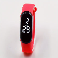 Girls Sports Digital Watch LED Oval Electronic Silicon Strap