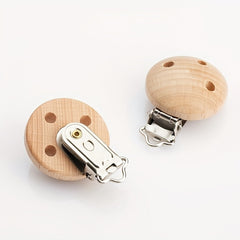 30mm Beech Wood Pacifier Clip Three Hole Wooden Clip DIY Anti Drop Chain