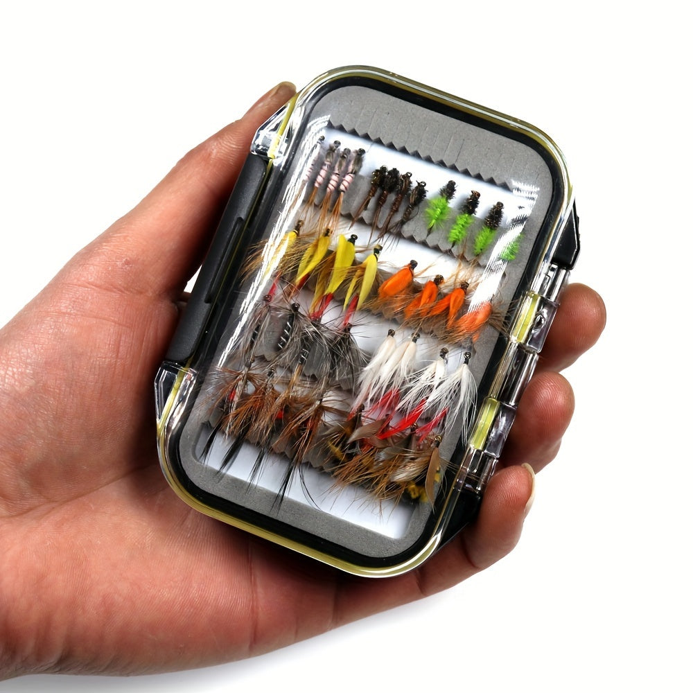 72 Trout Fishing Flies Dry Wet Nymph Midge Larvae Set With Fly Box