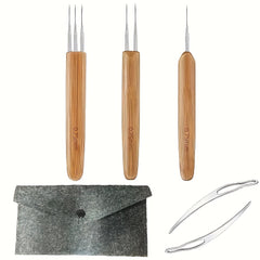 Bamboo Handle Dreadlock Crochet Needle Micro Hook