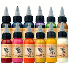 12 Colors Airbrush Temporary Tattoo Ink for Body Paint 1 oz