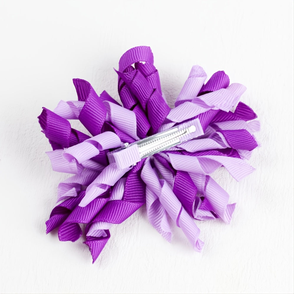2pcs Baby Girl Curly Hair Ribbon Hair Bun Clip Christmas Firework Hair Clip